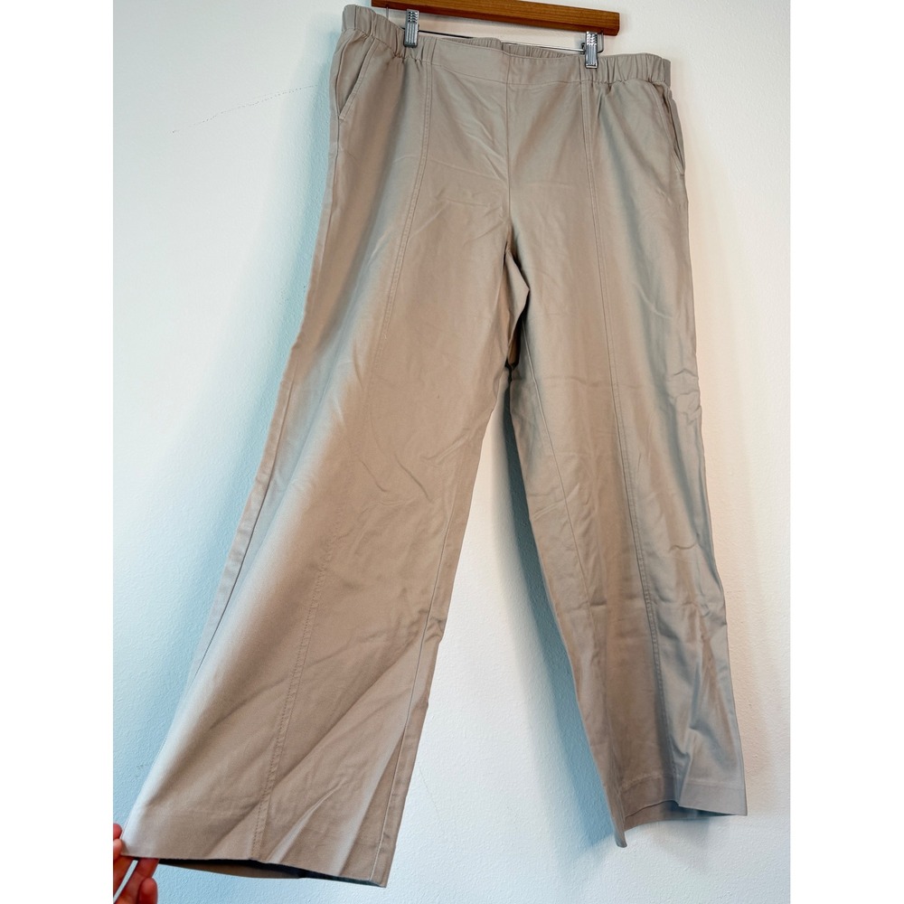 J. Jill PureJill Seamed Wide Leg Pull On Pants Womens L Pumice Khaki Lyocell
